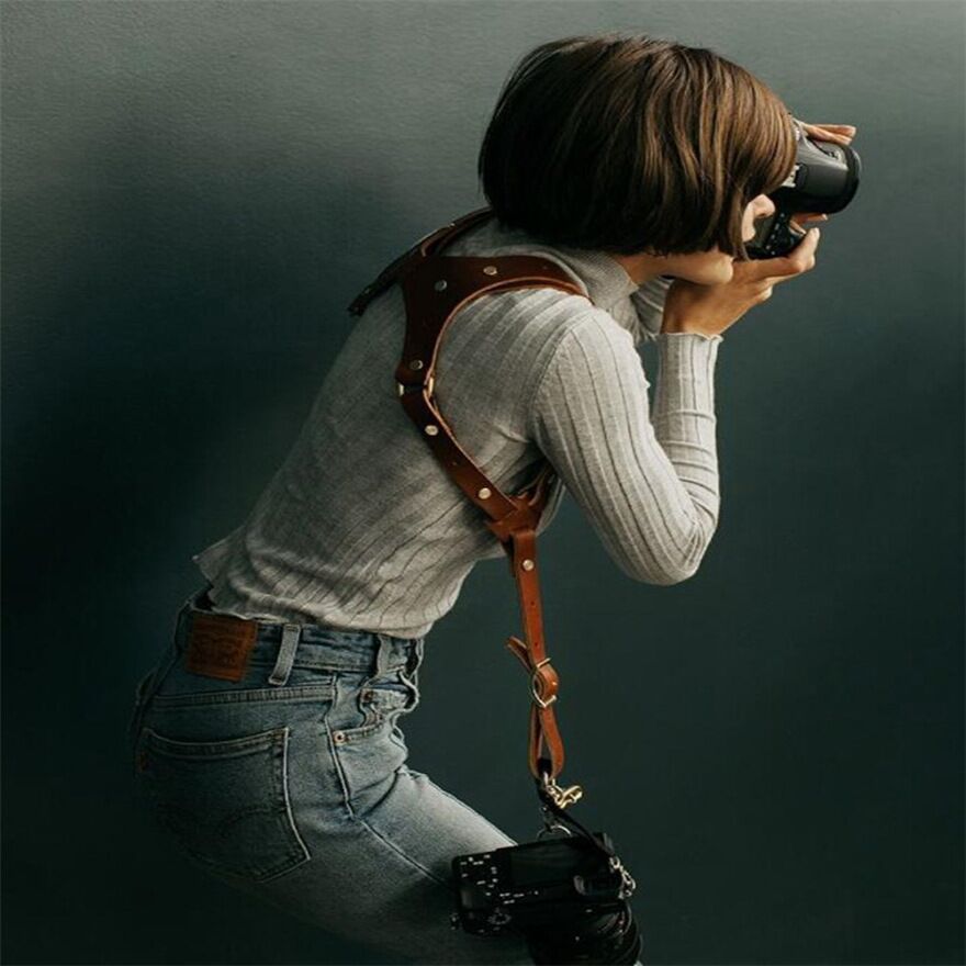 Camera Strap, Camera Straps For Photographers-Leather Dual Camera Strap For Two DSLR&SLR Cameras