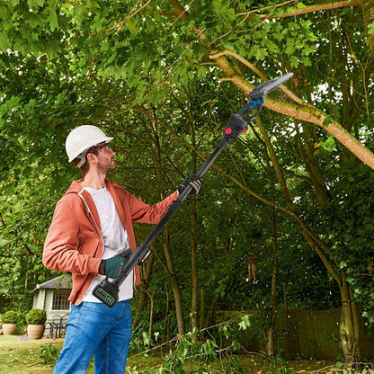 1Pc 2 In 1 8in Cordless Electric Pole Saw And Mini Chainsaw With Extension Poles 2Pcs 21V 3.0Ah Batteries Adjustable Length Chain Saw With Auto Oiler Safety Switch For Wood Cutting