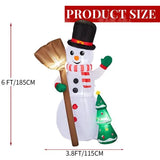 6.2-Foot Lighted Inflatable Snowman with Groom Decoration