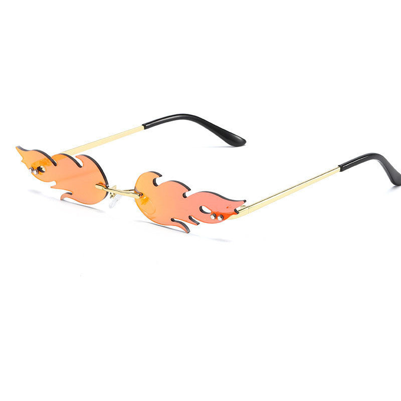 a pair of sunglasses with flames on them
