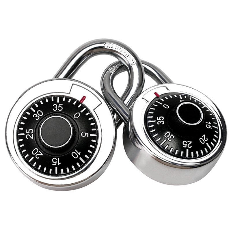 a combination lock with black dials