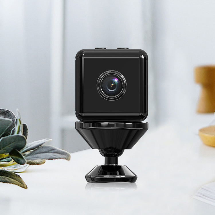 a black square camera on a stand