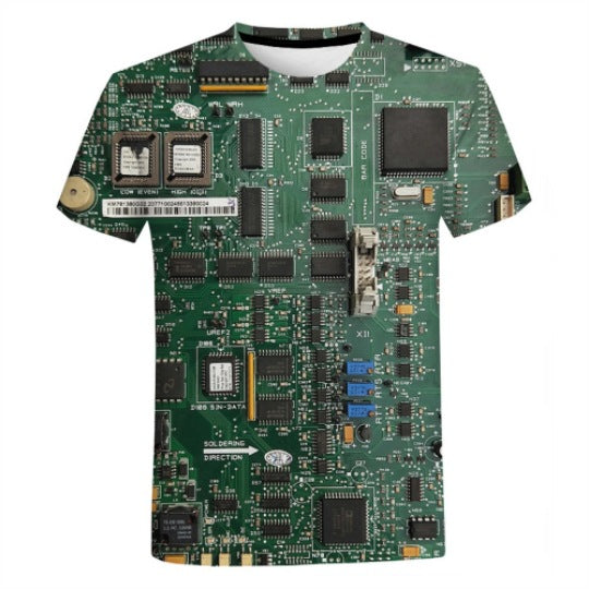 Mechanical Motherboard 3D Digital Printing Men's New Short Sleeve