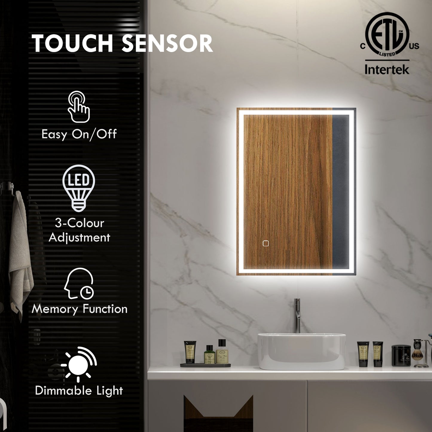 kleankin 32" x 24" LED Bathroom Mirror