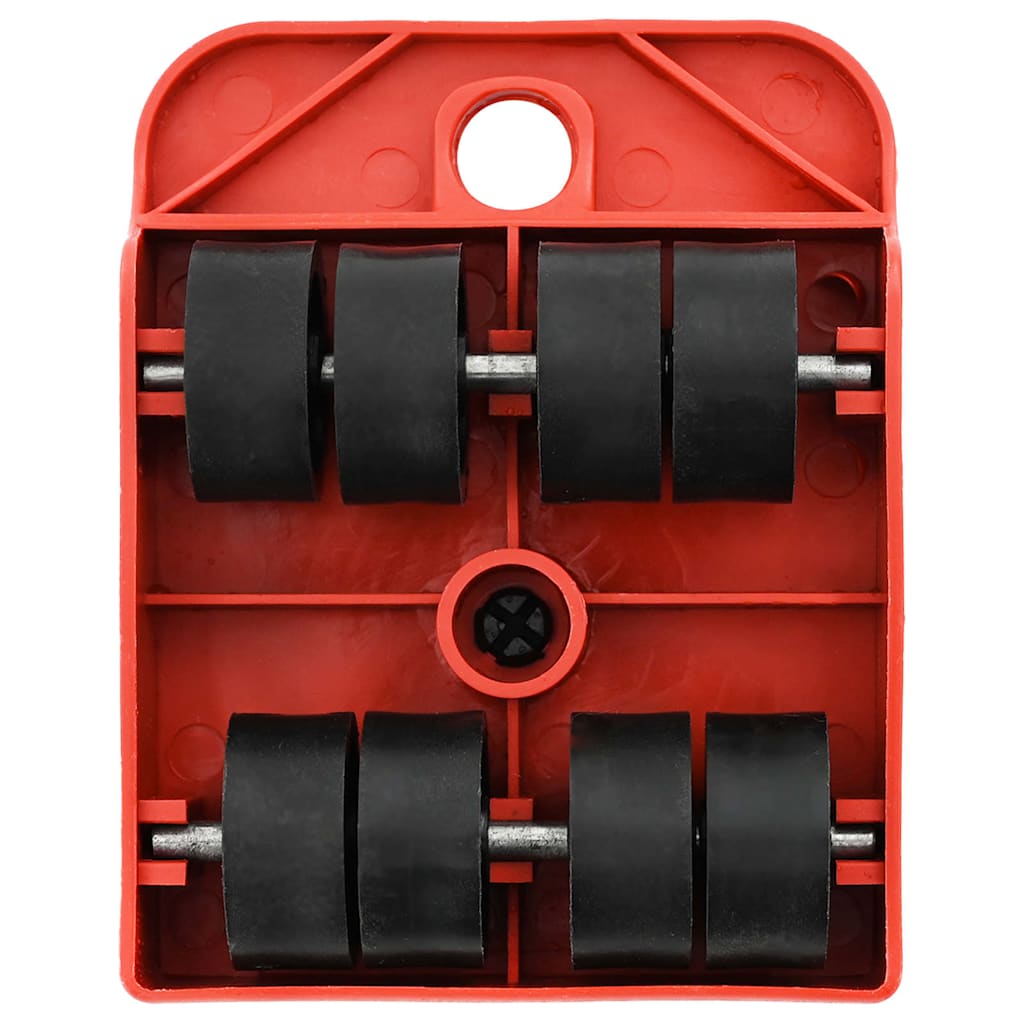 Furniture Casters, 8 Pieces with Lifters, Red, 9.8x7.5x3 cm, 150 kg