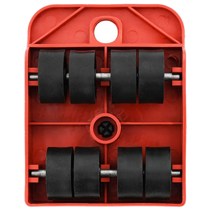 Furniture Casters, 8 Pieces with Lifters, Red, 9.8x7.5x3 cm, 150 kg