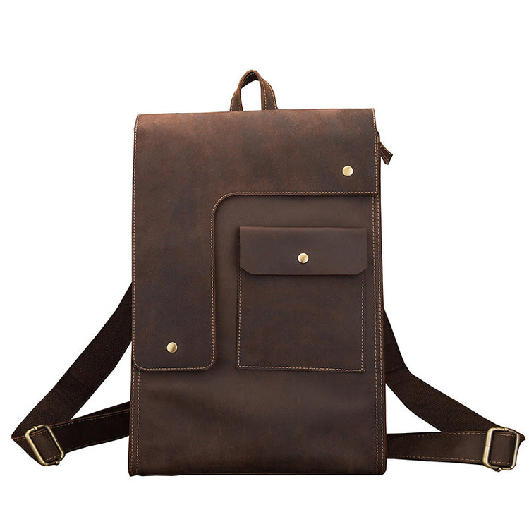 a brown backpack with a pocket