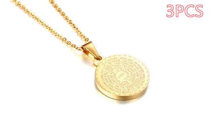 Stainless Steel Rhinestone Prayer English Scripture Pendant