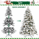 Pre-Lit Snowy Pine Artificial Christmas Tree with Warm White LEDs