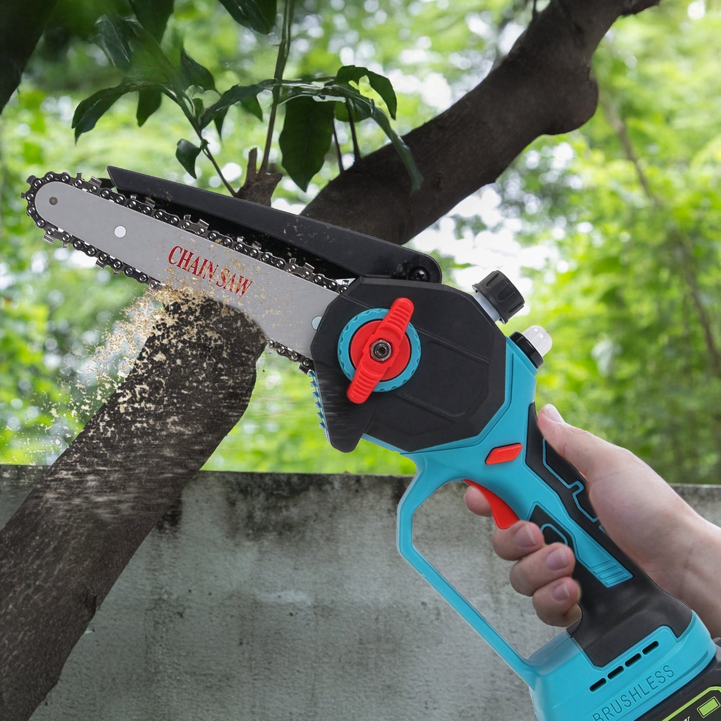 Cordless Pole Saw And Mini Chainsaw With Extension Pole 21V Battery 6IN Electric Brushless Pole Chainsaw With Digital Display Auto Oiler Safety Switch For Tree Trimming