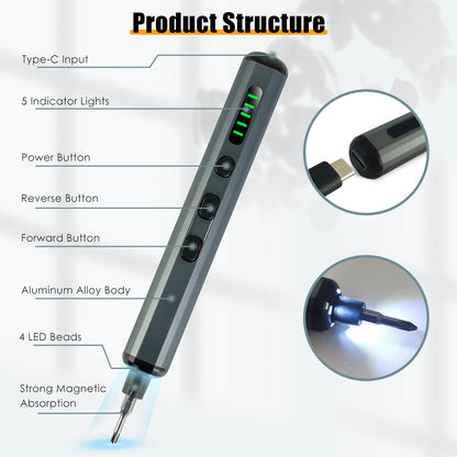1Set 70 In 1 3.7V Mini Electric Screwdriver Kit Rechargeable Magnetic Repair Tool Kit With 5 Torque Settings 64 S2 Precision Bits 4 LED Lights For Phone Camera Laptop Watch Repair