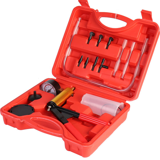 Support pan European shipping--2 In 1 Brake Bleeder Kit Hand Held Vacuum Pump Test Set For Automotive With Protected Case, One-Man Brake Clutch Bleeding Tool