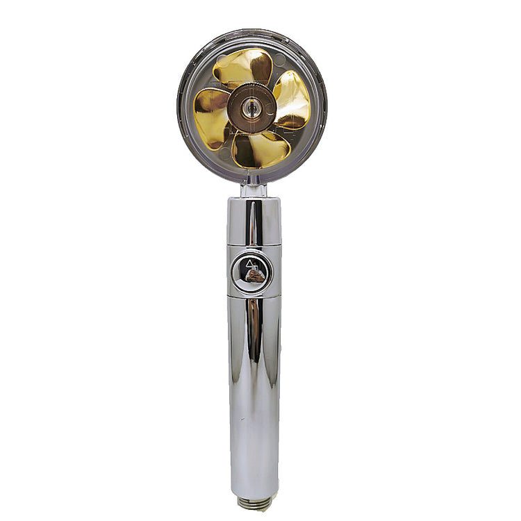 a silver fan with a circular blade