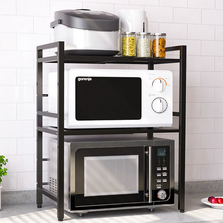 a microwave and microwave oven on a shelf
