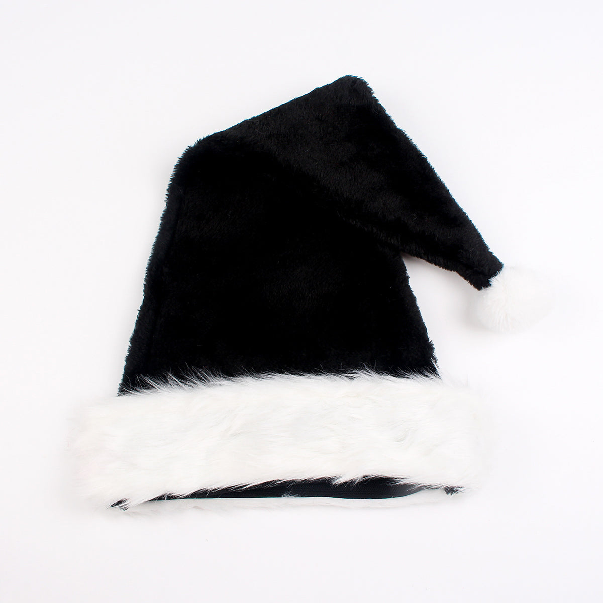 a black and white santa hat
