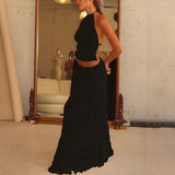 Women's 2-Piece Halter Top and Pleated Dress Set