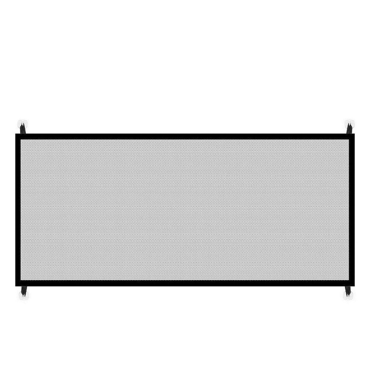 a black mesh fence with black frame