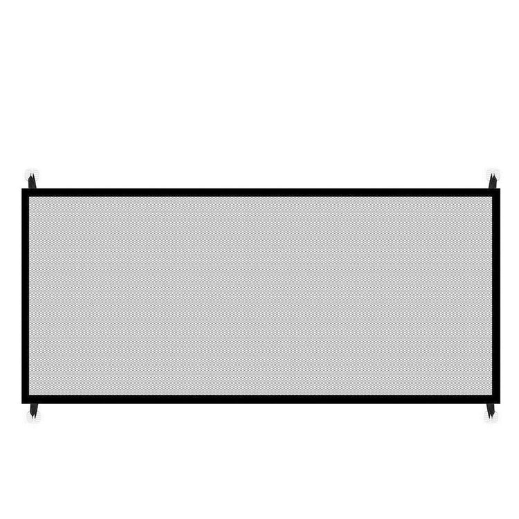 a black mesh fence with black frame