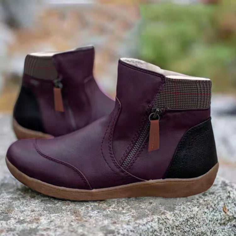 a pair of purple boots