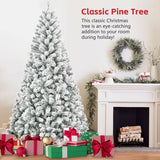 Snow-Flocked Artificial Christmas Tree with Foldable Base