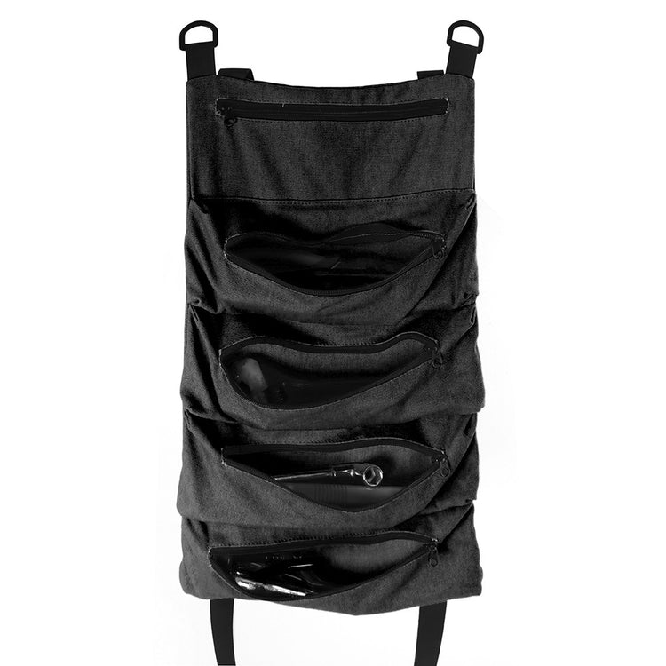 a black bag with pockets