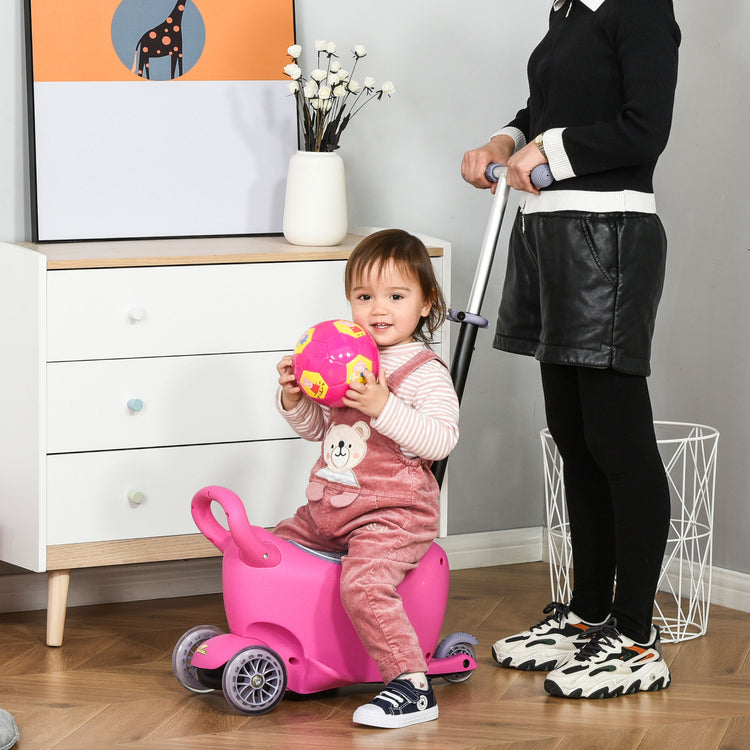 a woman and a child on a toy