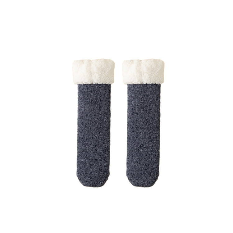 a pair of socks with white fur