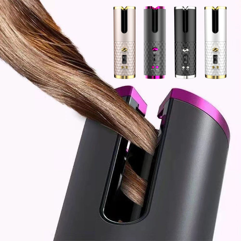 a hair curling iron with a hair strand coming out of it