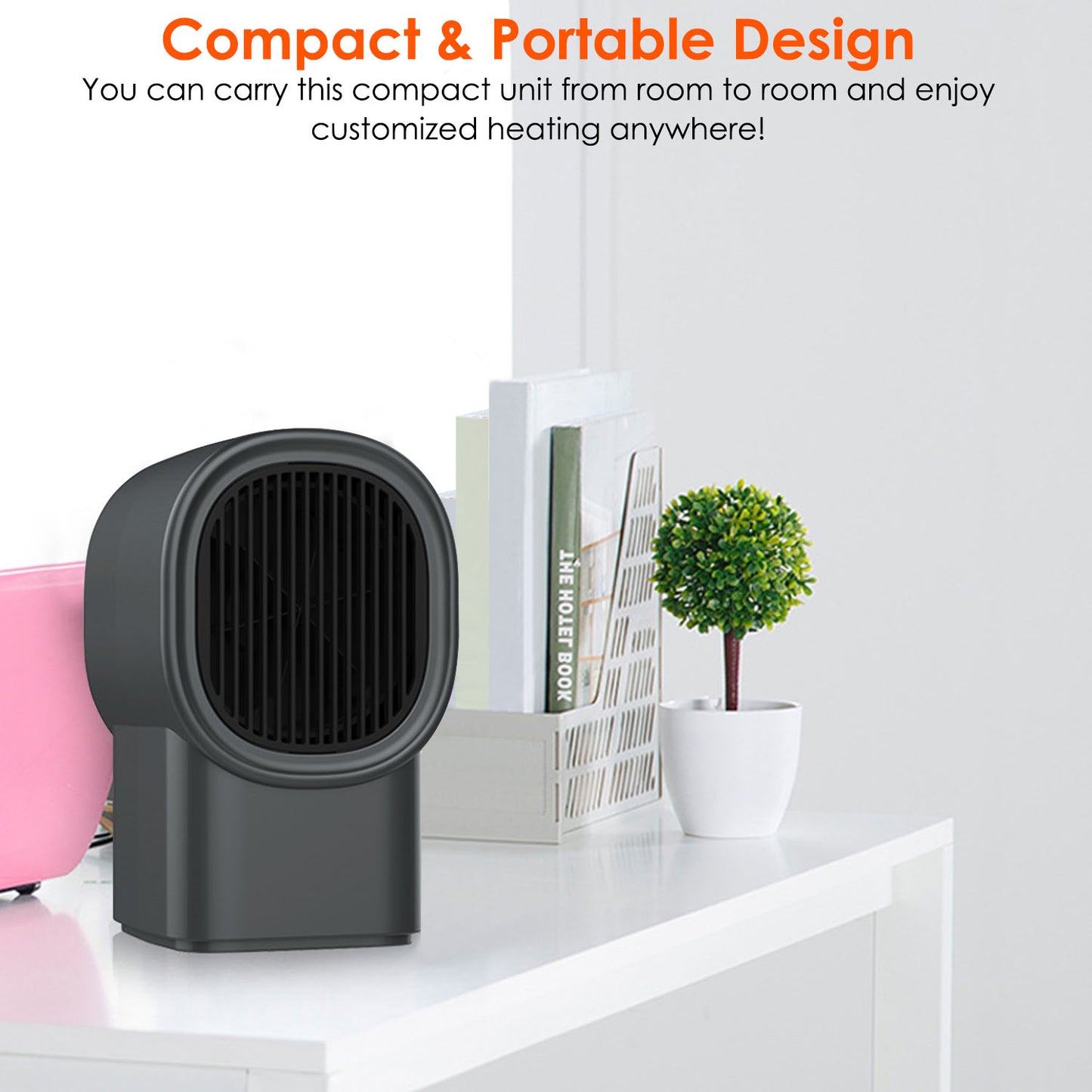 1Pc 400W Portable Electric Space Heater Mini Desktop Fan Heater Personal Small Space Heater For Home Office