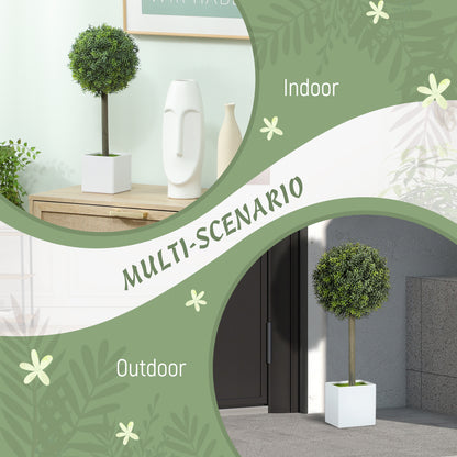 Lifelike Artificial Plants Set of 2, Fake Boxwood Topiary Balls with 114 PE Leaves for Home or Office Decor, Green