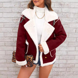Women's Polo-Collar Plush Winter Jacket