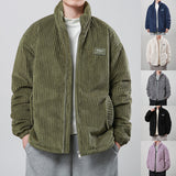 Winter Corduroy Cotton-padded Coat Warm Stand Collar Zipper Jacket Casual Outdoor Streetwear Men's Clothing