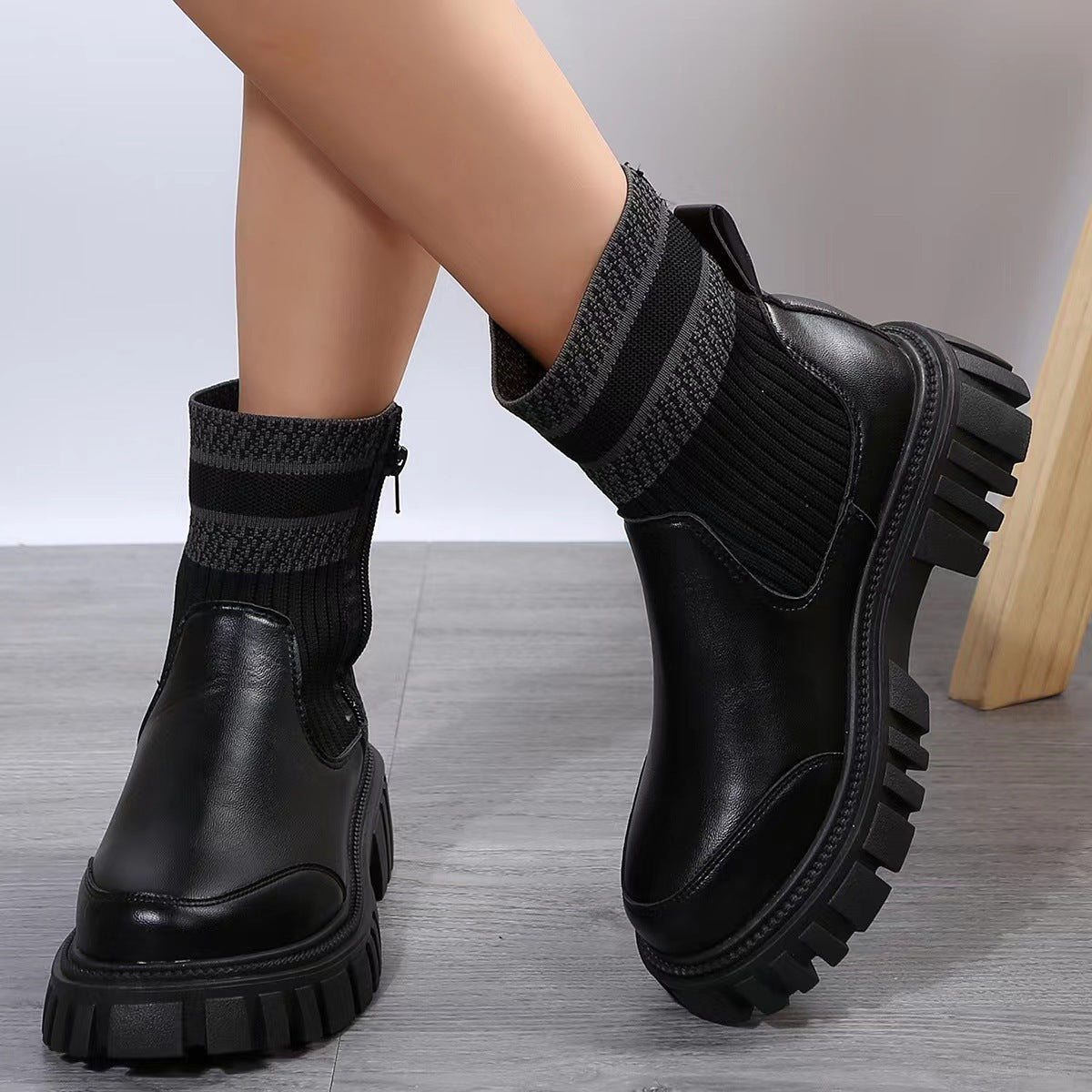 a pair of black boots