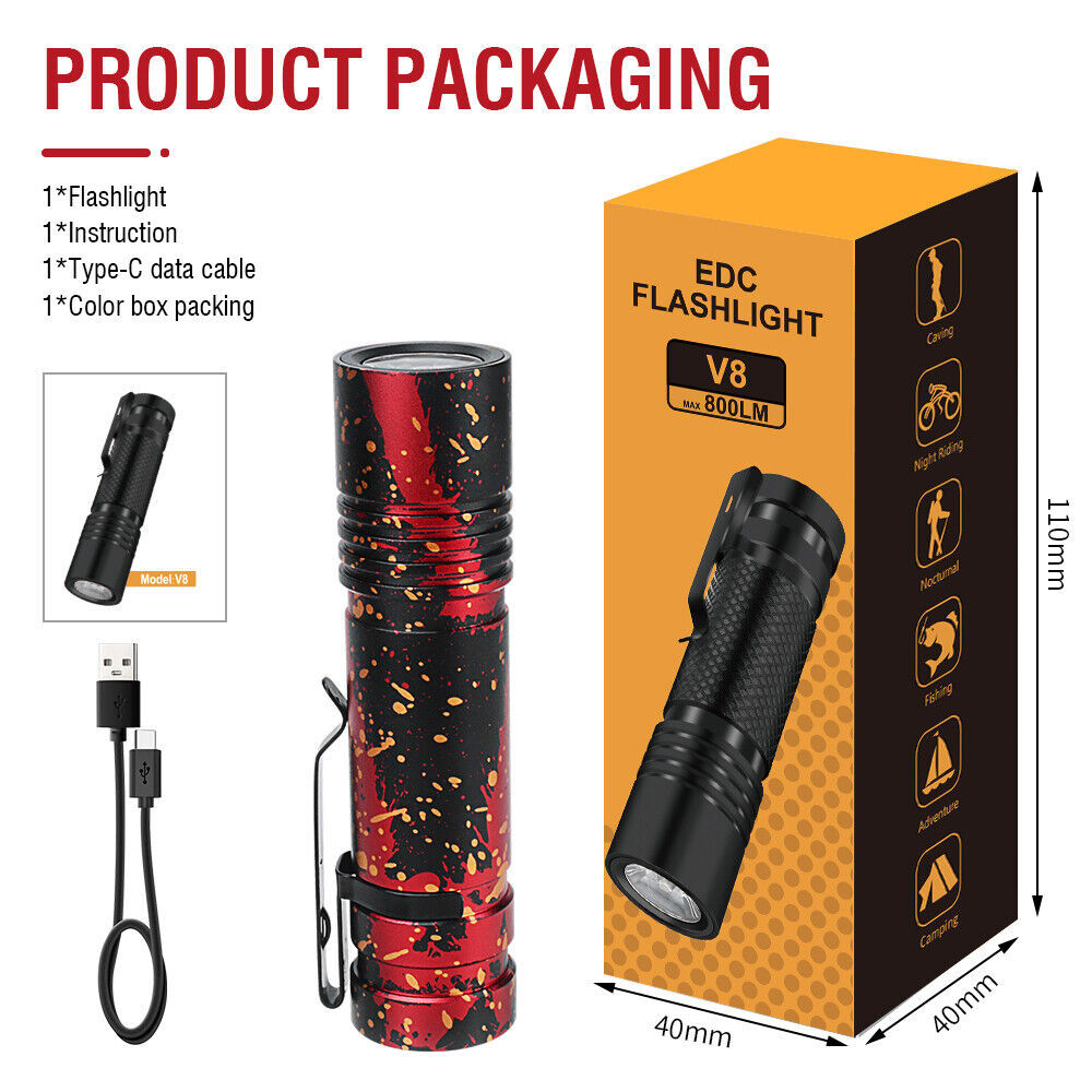 a red and black flashlight with a black box and a black cord