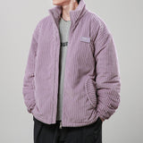 Winter Corduroy Cotton-padded Coat Warm Stand Collar Zipper Jacket Casual Outdoor Streetwear Men's Clothing