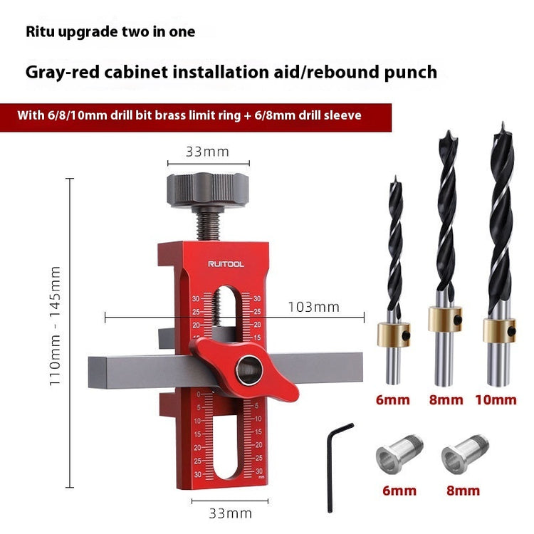 a red and black tool with different types of drill bits