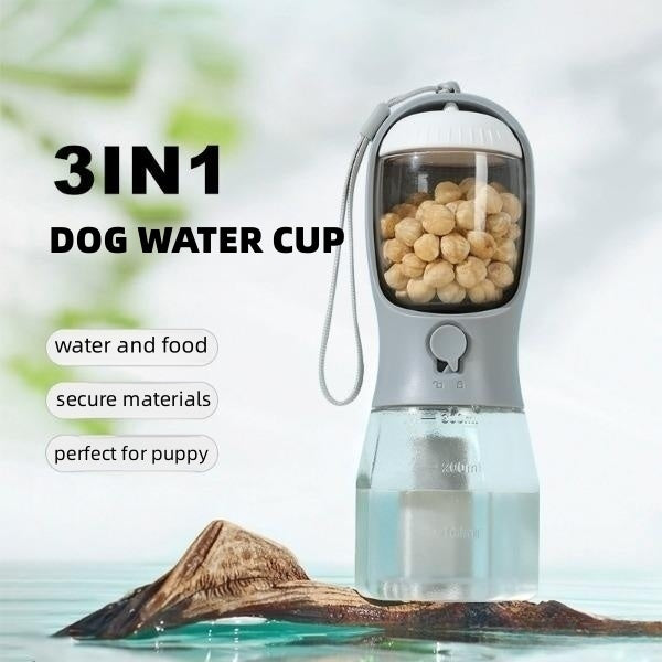 a water bottle with a container of food