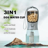 3-in-1 Portable Dog Water Bottle with Food and Waste Bag Storage
