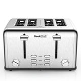 Geek Chef 4-Slice Stainless Steel Toaster with Dual Controls