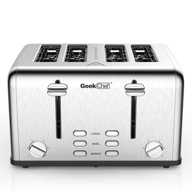 a silver toaster with four slots