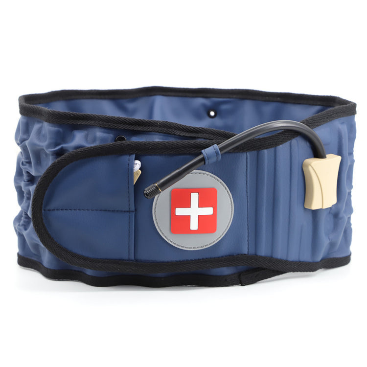 a blue medical belt with a white cross and a black cord