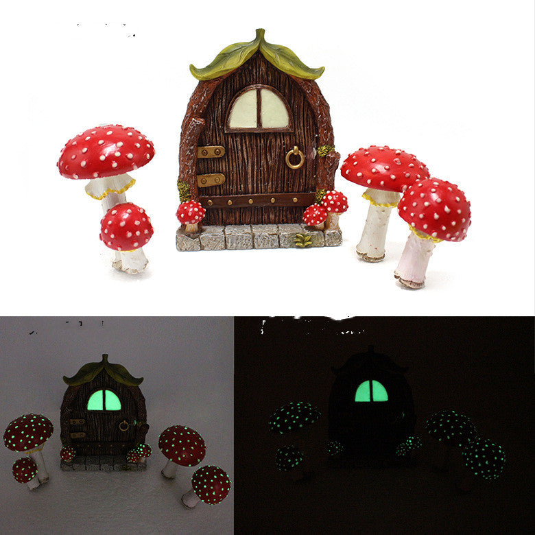 Resin Luminous Mushroom Door And Window Plug-in Creative Garden Decoration