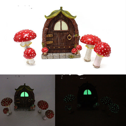 Resin Luminous Mushroom Door And Window Plug-in Creative Garden Decoration