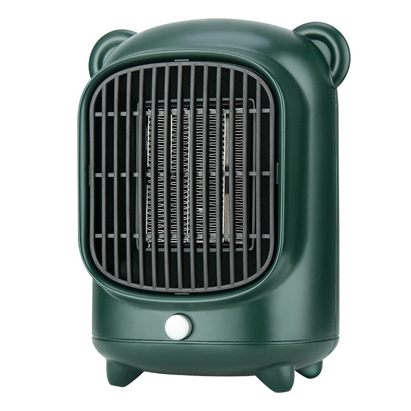 a small green heater with ears