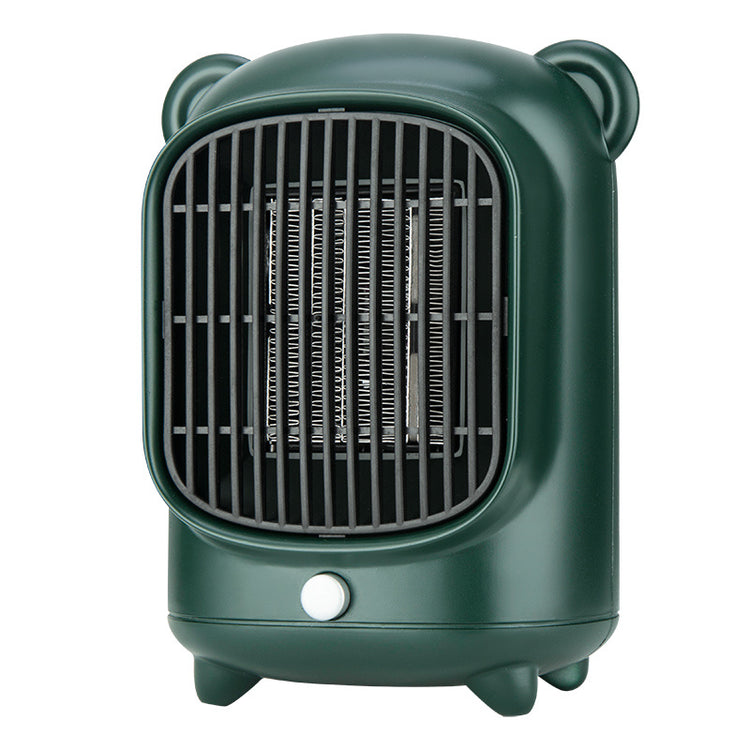a small green heater with ears