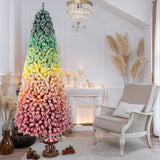 Rainbow Flocked Artificial Christmas Tree