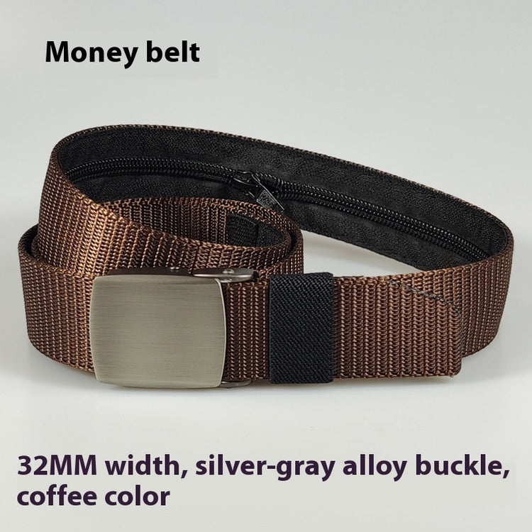 a brown belt with a silver buckle