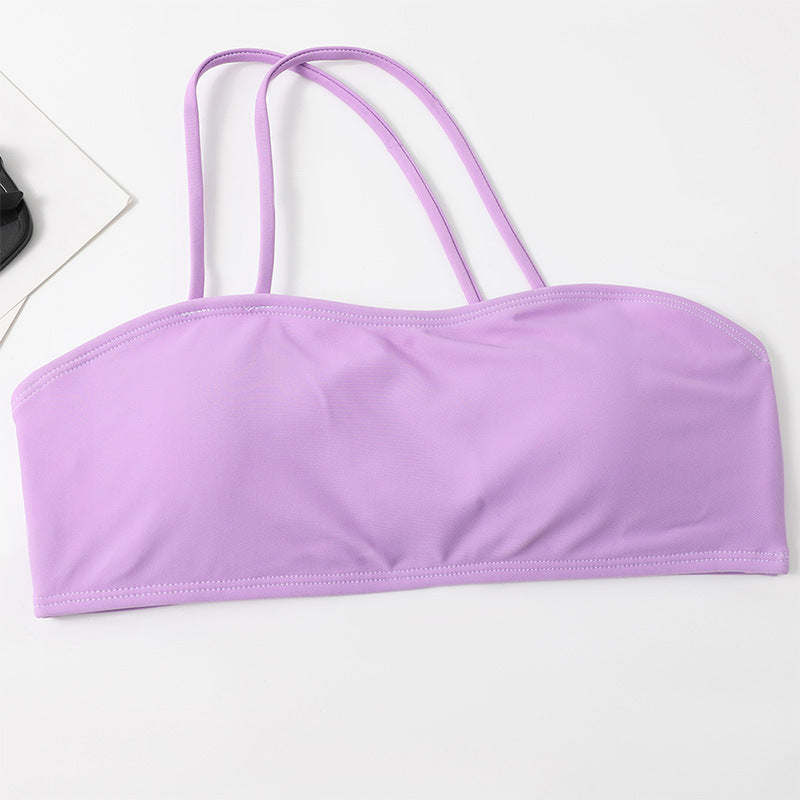 a purple garment top with straps