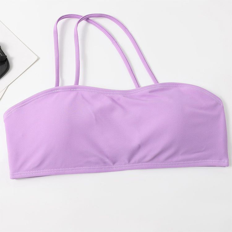 a purple garment top with straps