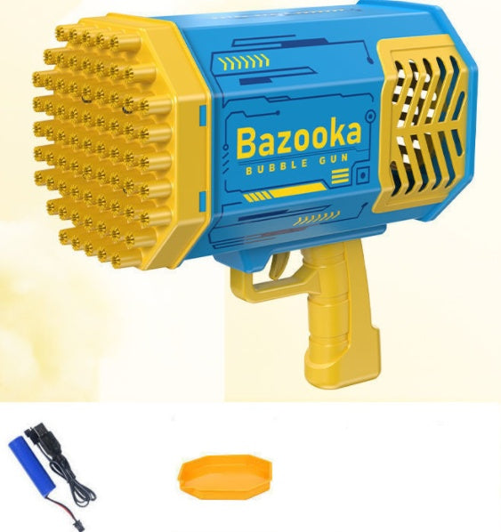 a blue and yellow bubble gun